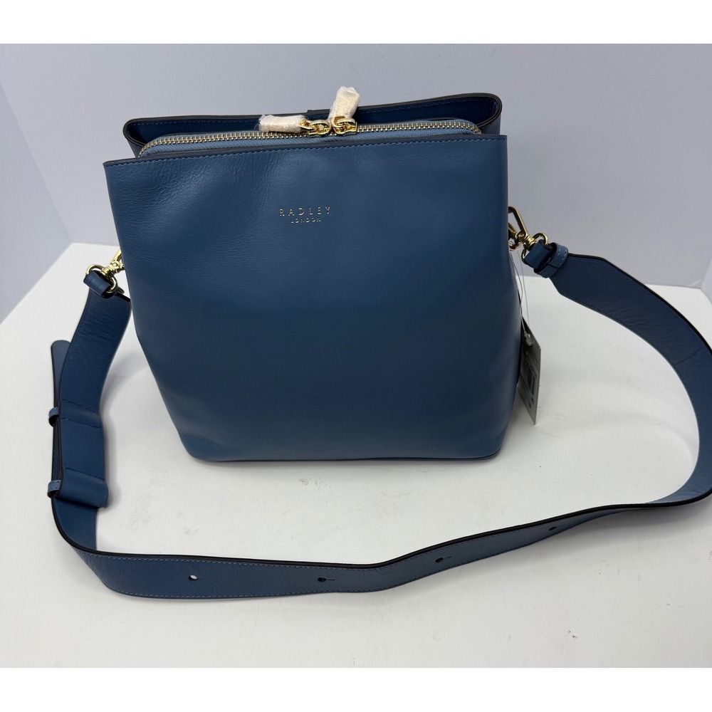 Radley London Dukes Place Open Blue Leather Medium Satchel Crossbody Bag - Picture 10 of 16